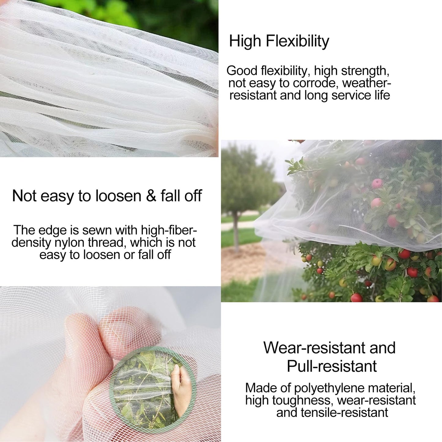 Garden Mesh Netting with Drawstring & Zipper,2PACK Pest Barrier Insect Netting Plant Mesh Cover for Vegetable Flowers Fruits Plants (2.3FTx 3.3FT+3.3FT x 4.9FT)