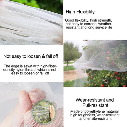 Garden Mesh Netting with Drawstring & Zipper,4PACK Mesh Netting Pest Barrier Protection Bird Mosquito Net Plants Cover for Patio Vegetable Plants Fruit Tree (4FTx5.9FT+2.3FTx3.3FT)
