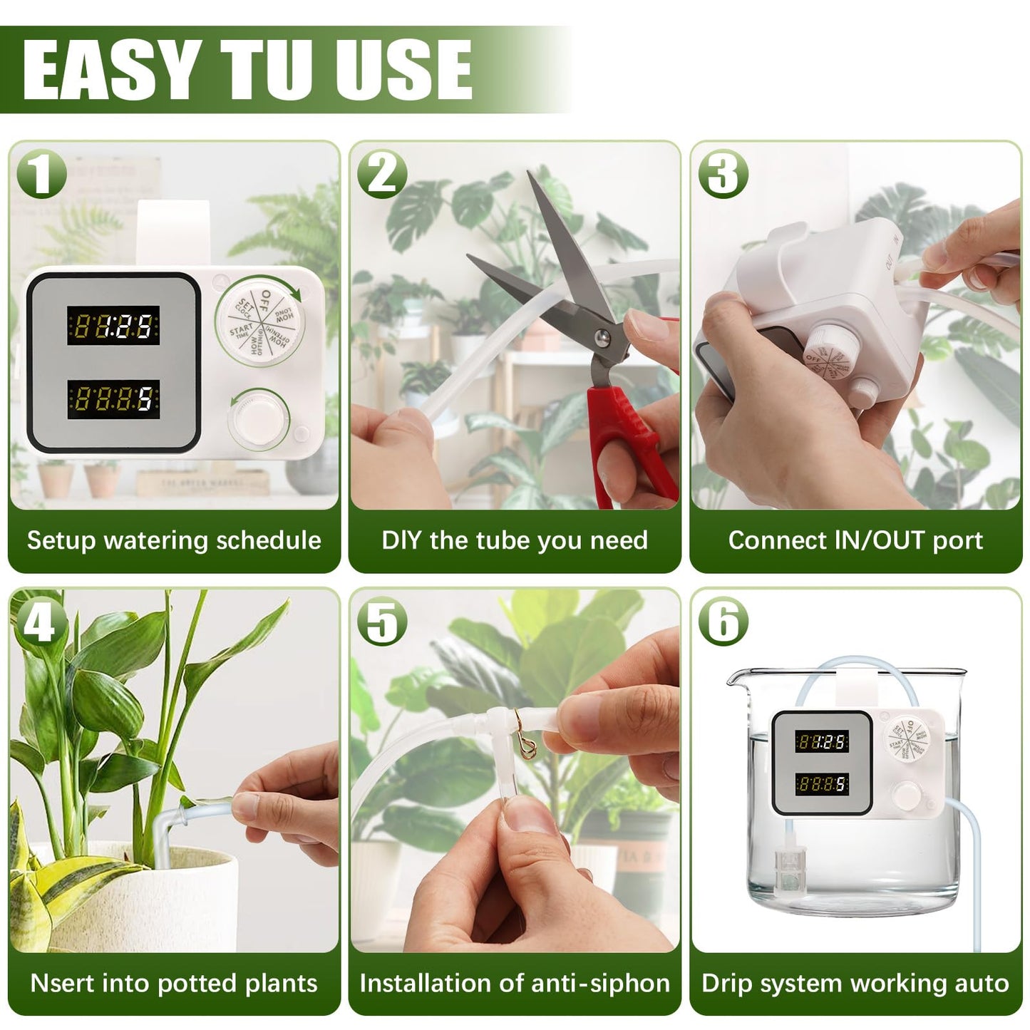 Indoor Plant Watering System,Automatic Plant Waterer, Drip Irrigation Kits Vacation Plant Watering Devices, Automatic Watering System for Potted Plants with15 Potted Watering Timer