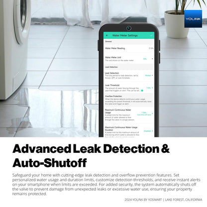 NSF Certified YoLink FlowSmart All-in-One Smart Water Meter & Auto Shutoff for 1.25" Pipes, LoRa Long-Range, Real-Time Leak Detection, 10-Year Battery, 80+ Device Ecosystem, Hub Included – YS5018