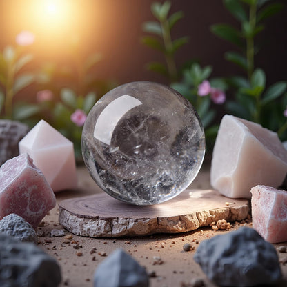 DUKIZA Natural Crystal Ball Clear Quartz Crystal Balls Decor for Home Office Quartz Crystals Sphere with Stand
