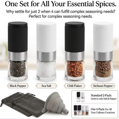 4-Piece Mini Salt and Pepper Grinder Set
