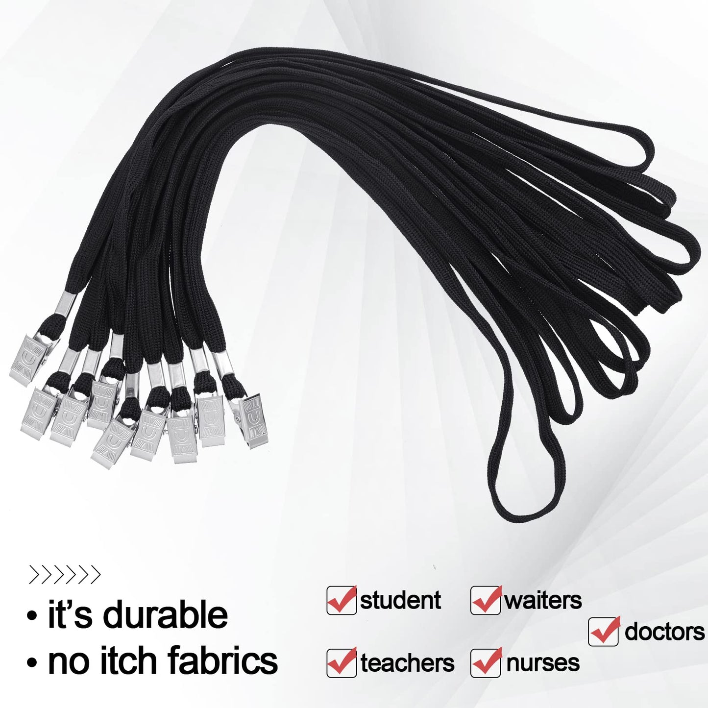 Hoolerry 300 Pcs Lanyards Clips Bulk for ID Name Badge Holder Lanyards Flat with Swivel Hook for Office School(Black)