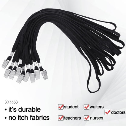 Hoolerry 300 Pcs Lanyards Clips Bulk for ID Name Badge Holder Lanyards Flat with Swivel Hook for Office School(Black)