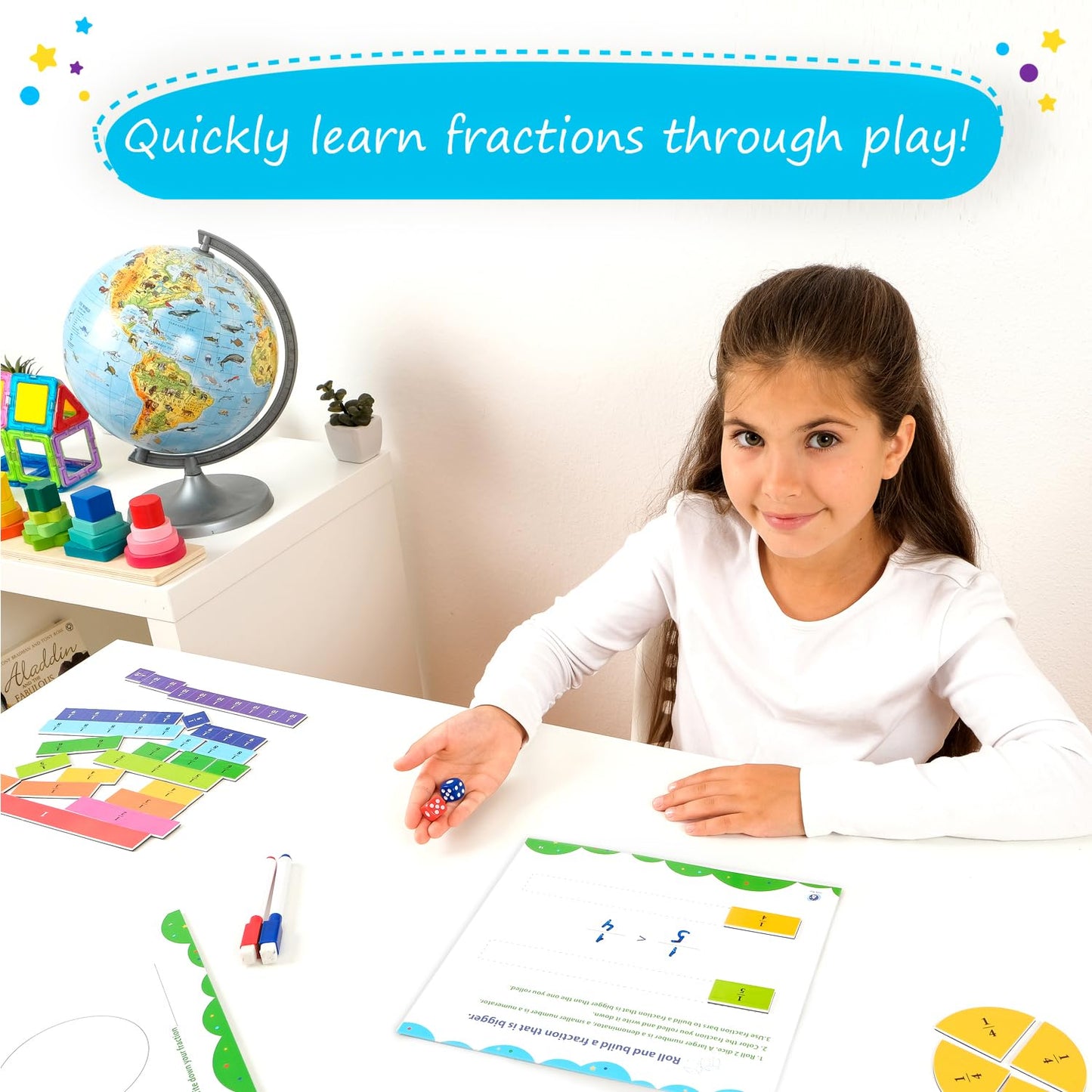 Simply magic 166 PCS Magnetic Fractions Activities Class Set – Fraction Strips, Tiles, Circles & Bars, Magnetic Math Manipulatives for Kids, Perfect Classroom Learning Tools, Homeschool Supplies