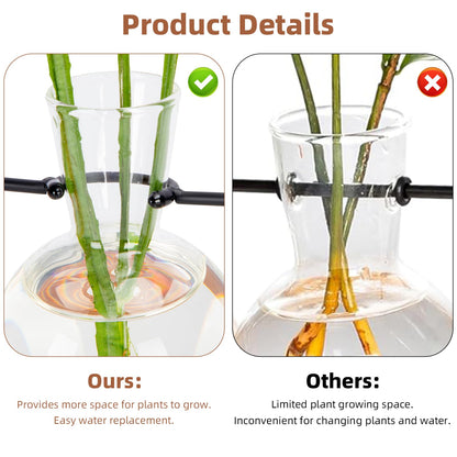 Plant Propagation Station with Wood Stand, Propagation Vases for Plants, Terrarium Kit for Home Office Garden Decor, Gifts for Plant Lovers - 4 Bulb Glass Vases