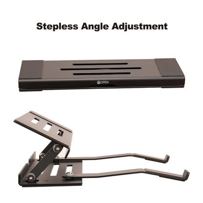 Psitek Aluminum Fold & Laptop Riser Stand 3-in-1 Adjustable, Foldable Cooling Stand with Integrated Storage Box, Ruler and Ultra-Slim Portable Design for MacBook, Tablet, Ipad, Keyboard and All Laptop