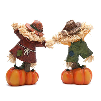 Hodao Collectible Thanksgiving Pumpkin Scarecrow Figurines Harvest Scarecrow Decoration Fall Decorations for Home Handcrafted Artistry Decor Thanksgiving Gifts Tabletop Decor