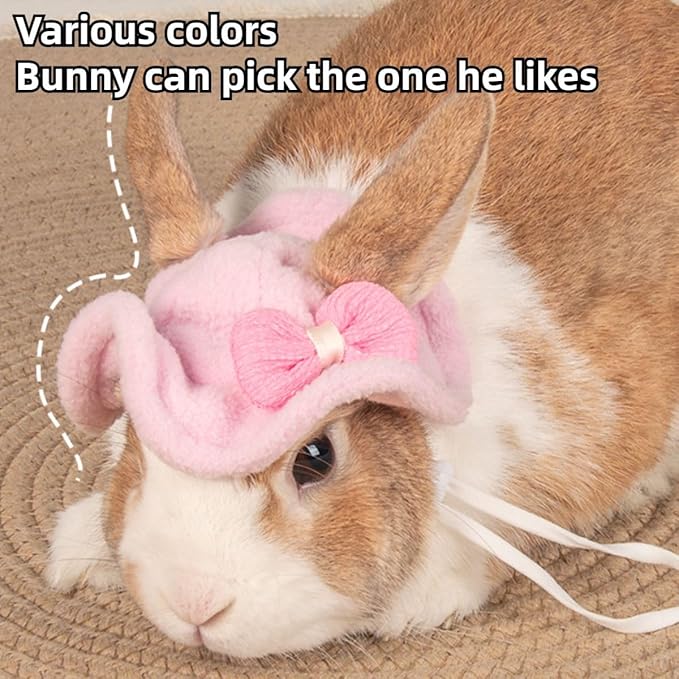 Guinea Pig Clothes,Rabbit Harness,Ferret Bunny Clothes with Pet Rabbit Harness and Leash Mini Hat Bag Cute Brooch for Kitten Small Animal Collars (Pink)