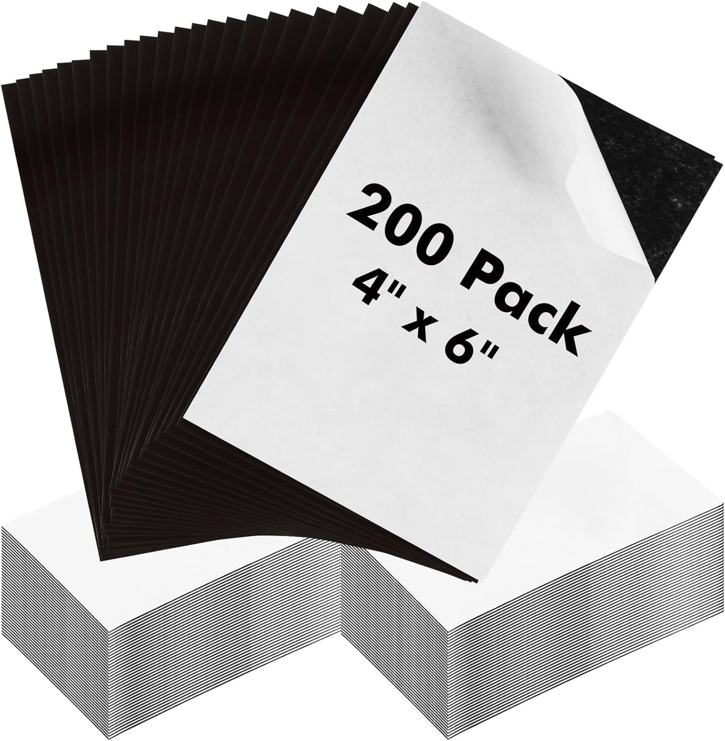 Magnetic Sheets with Adhesive Backing 4 x 6 Inch, 200 Packs Adhesive Magnetic Sheets, 20 mil Flexible Magnet Sheets for Craft Projects, School, Office, Photo Magnets, Fridge Magnets