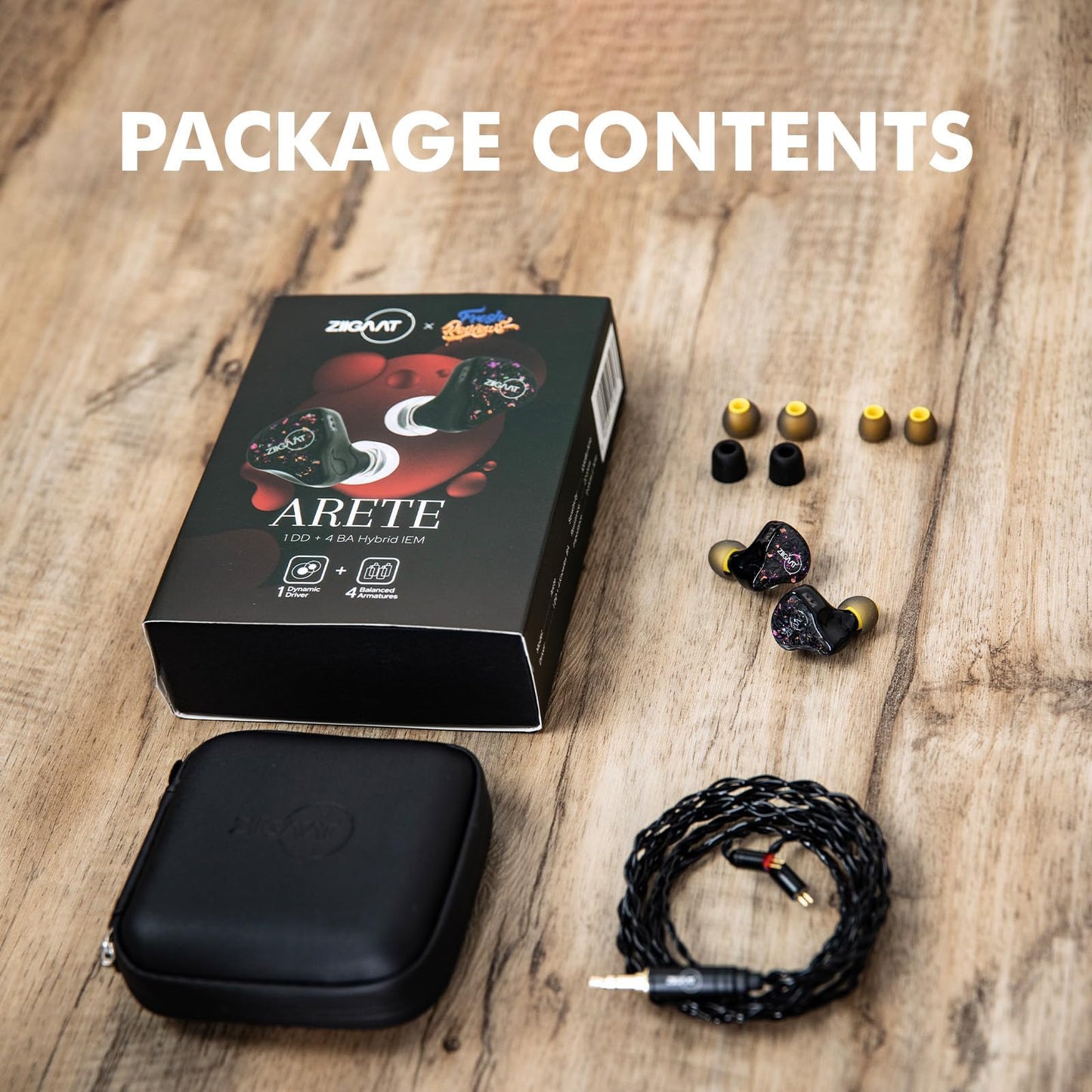 Linsoul ZiiGaat x Fresh Reviews Arete in Ear Monitor, 1DD+4BA Hybrid Earphone IEM, Wired Gaming Earbuds, Studio Monitor Tunning, with Detachable IEM Cable for Musician Audiophile(Black)