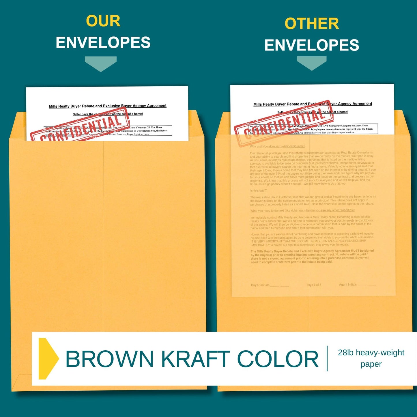 10x13 Brown Kraft Open End Envelopes Peel & Seal, 100 Pack, Self Seal Mailing Catalog Envelopes for Documents, Business and Home Shipping, 28lb Heavyweight Paper