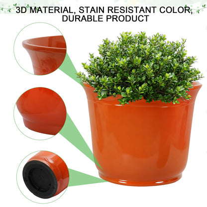 WEICHENGXING 2 Pack 18/15 Inch Large Plastic Pots for Plants, Planters for Outdoor Plants, Durable and Lightweight Flower Pots, Big Outdoor Planters Weather Resistant & UV Resistant, Orange