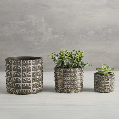 47th & Main Cement Planter Pot, 4.9" Tall, Beaded