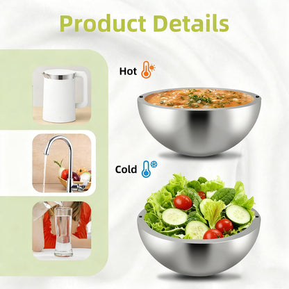 GEMREETA 304 Stainless Steel Dip Chiller Bowl – Double-Walled Insulated Serving Bowl for Salsa, Guacamole, Sauces, Salad & Condiments – Keeps Food Hot or Cold for Parties & Buffets (1, 70 oz)