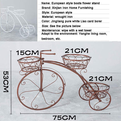 SHJC Tricycle Plant Stand Flower Herbs Holder Plant Pot Holder Flower Rack Flower Indoor Outdoor Garden Use, Perfect for Patios, Porches and Balconies,Brown