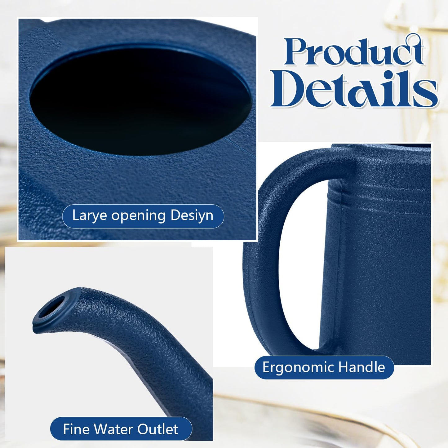 VKPLITE Watering Can for Garden Indoor Plants Outdoor Plant House Flower - 1/4 Gallon - Deep Blue