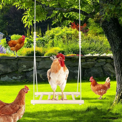 2 PCS Chicken Swing Set for Coops - Large Soft Rope Ladder & Wooden Perch Ladder, Boredom Buster Toys for Hens, Parrots, Poultry Accessories