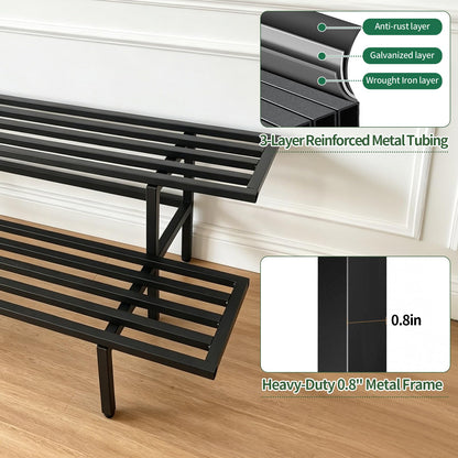 LLAXERGU Heavy Duty Plant Stand Outdoor Indoor, Large Metal Plant Stand 48" L x 10" W x 12" H Outdoor Plant Stands 2-Tier Flower Pot Stand 500 LBS Capacity for Patio Garden