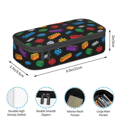 Geoocii Building Block Large Capacity Pencil Case Organizer Pencil Pouch Stationery With Zipper School Supplies Pencil Bag For Girls Boys Teens Adult Office