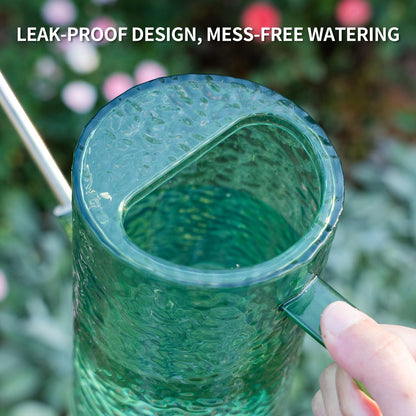 Watering Can for Indoor Plants, Water-Ripple Design Small Plastic Plant Watering Can with Long Spout and Detachable Shower Head for Houseplants, Flowers, and Succulents, 34oz, Forest Green