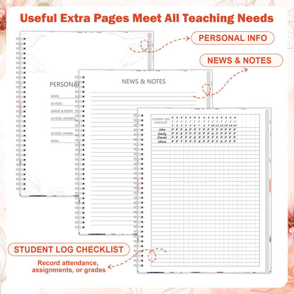 Undated 4 Period Teacher Planner 8.5" x 11" Weekly & Month Academic Teacher Lesson Planner Hardcover Homeschool Planner Teacher Record Lesson Plan Book for Classroom School Supplies 80 GSM