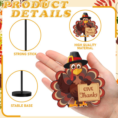 Wenqik 6 Pcs Thanksgiving Tabletop Decor Turkey Table Centerpiece Thanksgiving Table Party Decorations Standing Turkey Sign Wooden Block Fall Shelf Tiered Tray Decor Pumpkin Maple Leaf for Home