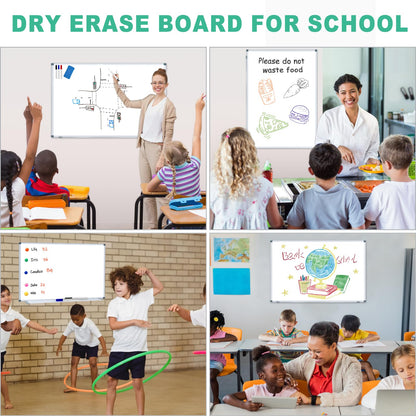 H-Qprobd 3' x 2' Magnetic Whiteboard Large Dry Erase White Board 36"x24" Aluminum Presentation Whiteboard with Long Pen Tray, 6 Markers, 2 Erasers &12 Magnets