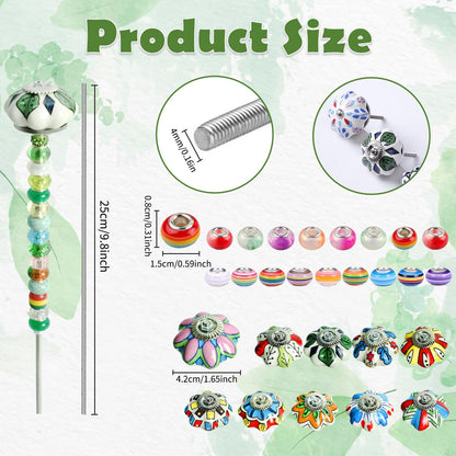 250pcs DIY Fairy Wand Garden Stakes Kit, Beaded Garden Stakes Kit for Outdoor Decoration (Mushroom)