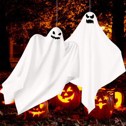 3 Pack Halloween Hanging Ghosts Decor, Outdoor Hanging Ghosts, Ghost of Halloween Decorations, 28" Flying Ghost Halloween Party Decor for Front Yard Patio Lawn Garden Trees Indoor Outside Holiday