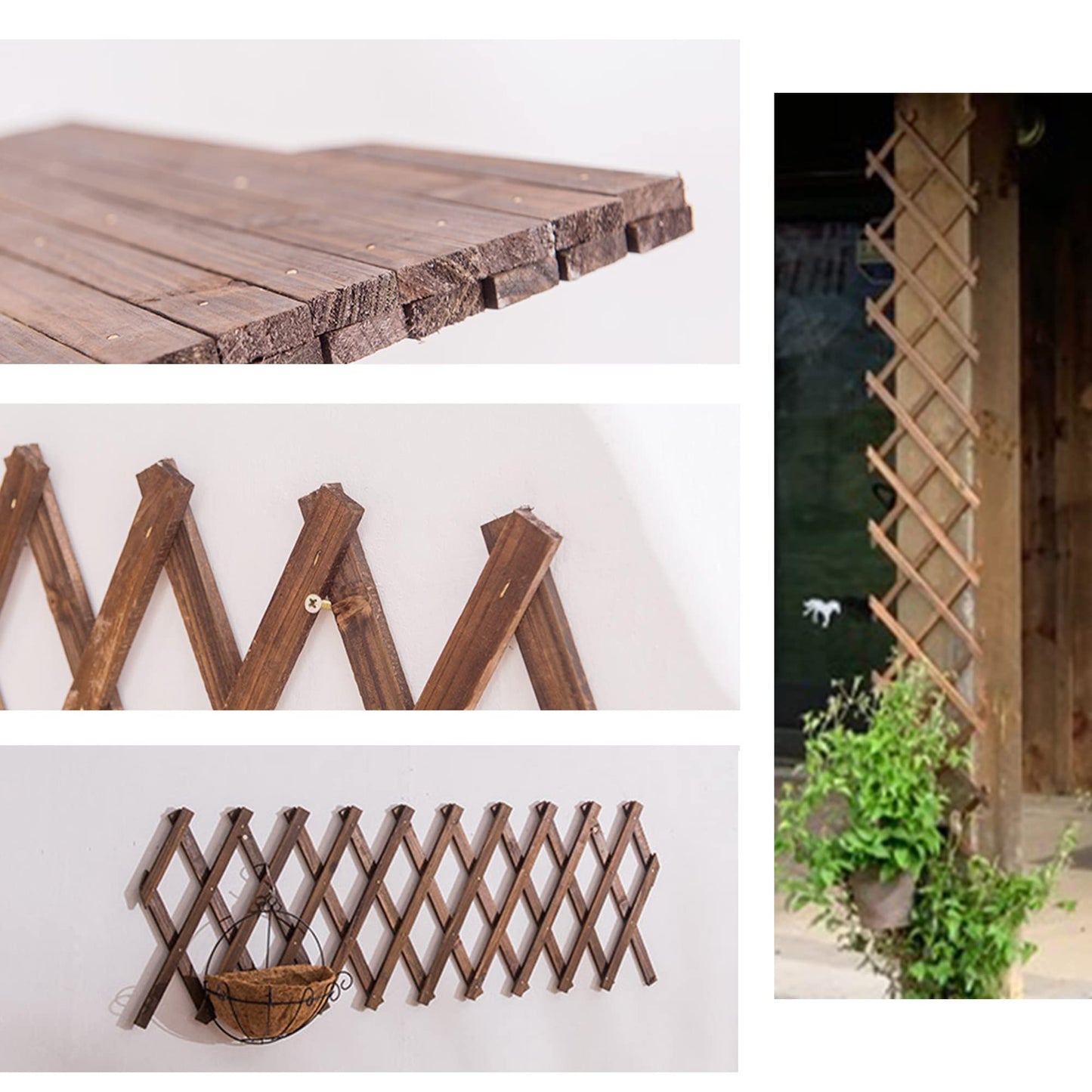 2Pack Expandable Wooden Lattice Wall,Plant Garden Trellis for Climbing Plants Outdoor, Plant Vertical Rack Wall Decor Indoor