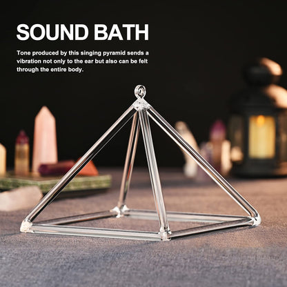 CVNC 12 Inch Quartz Crystal Singing Pyramid Healing Musical Instrument + Carry Case Bag Powerful Energy