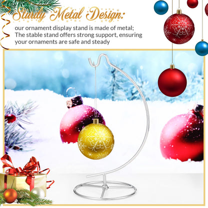 Baderke Ornament Display Stand, Ornament Hanger Holder Glass Ball Air Plant Holder, Hanging Terrarium Stand for Christmas Wedding, Home Office Decor,10.43" H(Silver)