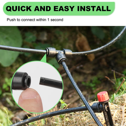 Drip Irrigation Kit – 2026 New Quick-Connect Micro Irrigation System with 46FT 1/2'' Tubing, Locking Nozzle Emitters, Adjustable Misting Sprayers for Gardens, Lawns, Raised Beds and Greenhouses