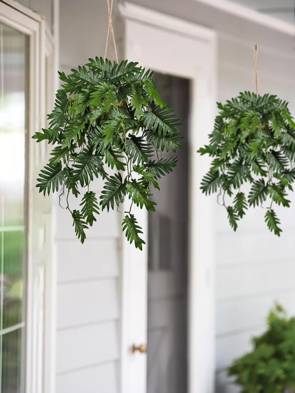 Large Fake Hanging Plants in Pot for Indoor & Outdoor, Long Artificial Monstera Hanging Basket, 27.6" Fake Potted Vines Ivy Greenery Plant for Room Wall Shelf Decor Living Room Bathroom Patio Porch