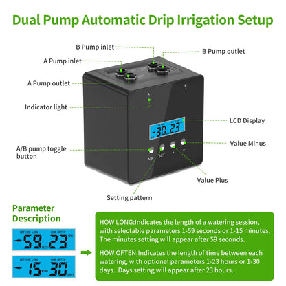 Automatic Watering System for Potted Plants | Indoor Plant Waterer with Programmable Timer, Dual Self-Priming Pumps, Drip Irrigation Kit for Up to 20 Plants