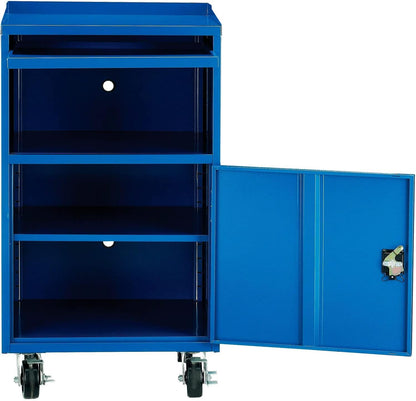 Global Industrial Mobile Computer Cabinet, Blue, 27" W x 24" D x 49-1/4"H