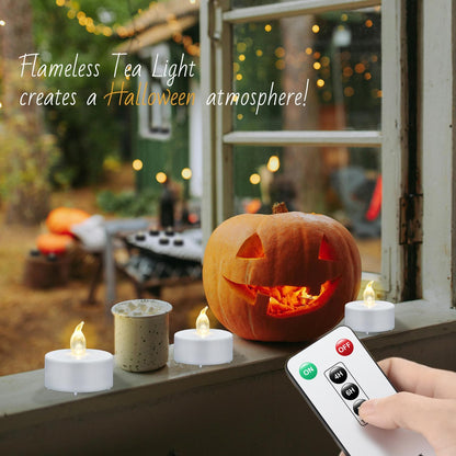 xiangpeng Tea Light Candles with Remote Control,24pack Flickering Flameless LED Candle,Long Lasting 400+Hours,Battery Operated with Timer for Home Decoration Seasonal &Festival Celebration WarmYellow