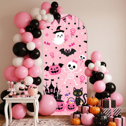 Pink Ghost Halloween Backdrop Cover, Cute Girly Spooky Ghost Background Cloth, Halloween Party Photo Booth Wall Hanging Decor Props