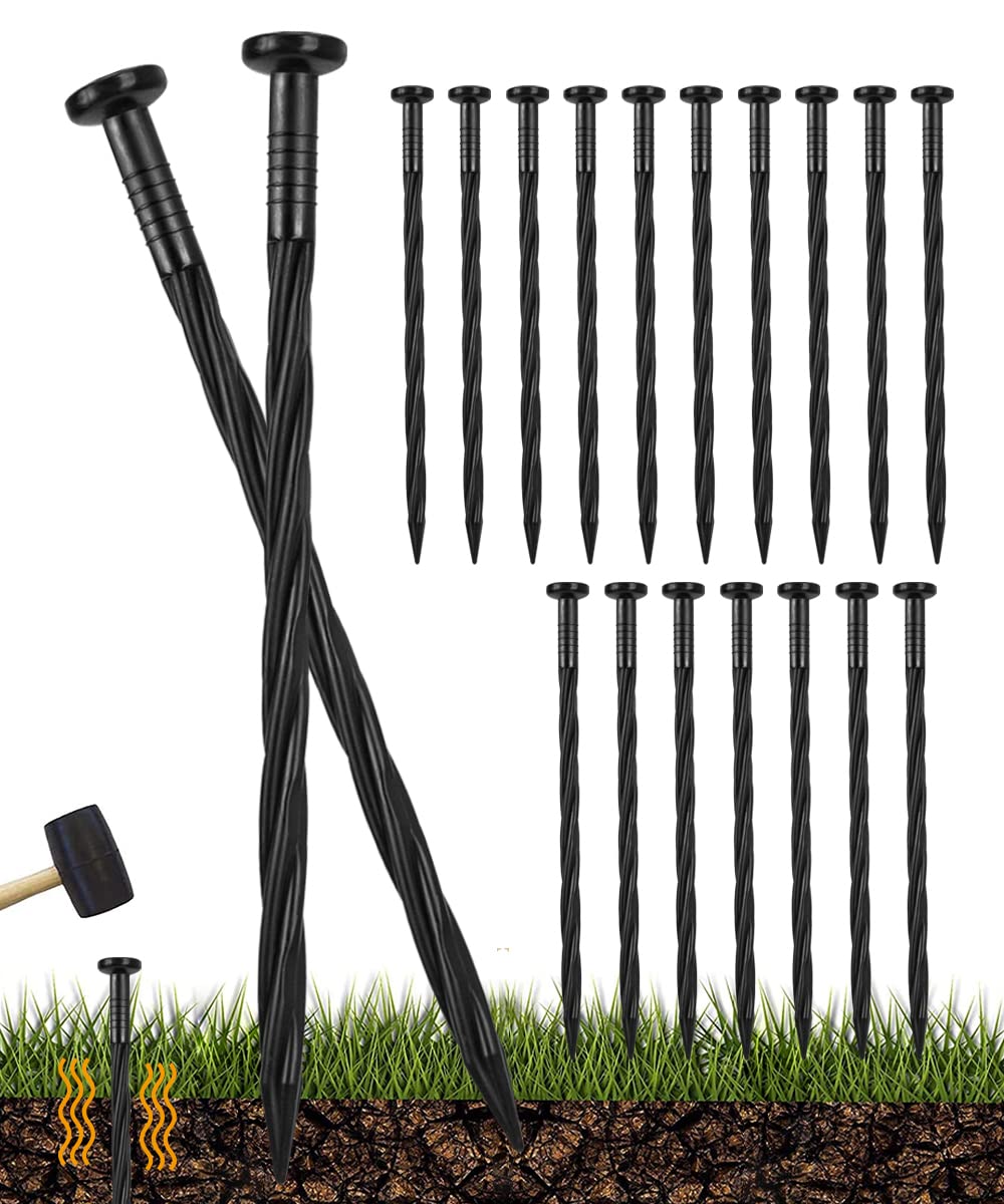 Meboyz 50 Pack of 8-inch Plastic Landscape Edging Spikes are Perfect for anchoring Weed barriers, Paver Edging, Artificial Turf, Grass Pathways, and More.
