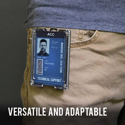 GOVO T4 Badge Holder/Wallet - Durable Polycarbonate ID/Credit Holder with Metal Clip and 4 Cards Slot (Holds 1to 4 Cards) Black