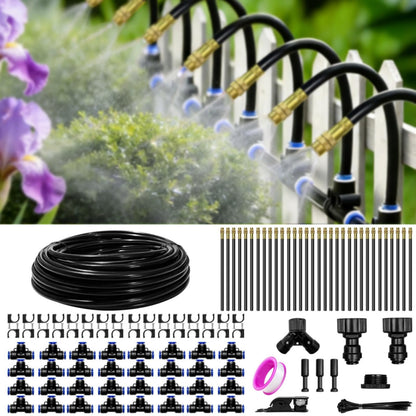 100 Ft Drip Irrigation System for Garden - Drip Irrigation Kit with 32 360°Adjustable Copper Nozzles Hose, Automatic Atomizing Plant Watering Sprinkler System for Yard, Lawn, Greenhouse, Potted