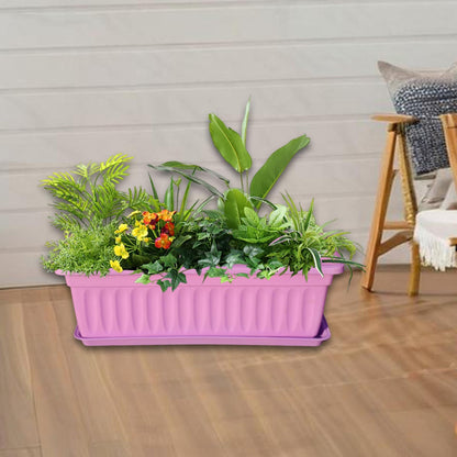 Sdlnklm Rectangular Planter Box for Gardening on Balcony Or Deck, Purple