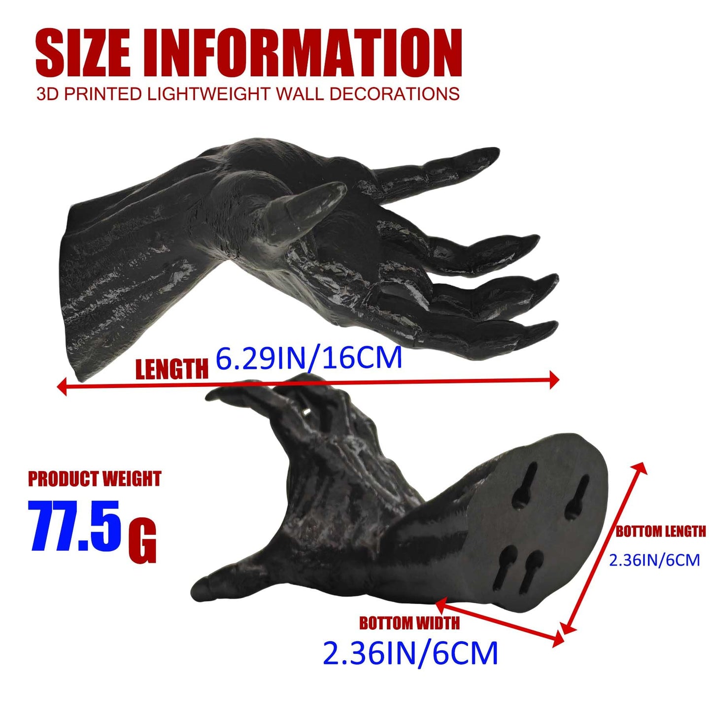 LuckyVin Gothic Black Hand Wall Sculpture – Creepy Long Nail Hand Holding Rose – Jewelry & Watch Holder, Gothic Décor for Wall or Table, Perfect for Halloween (Hand-of-Darkness)