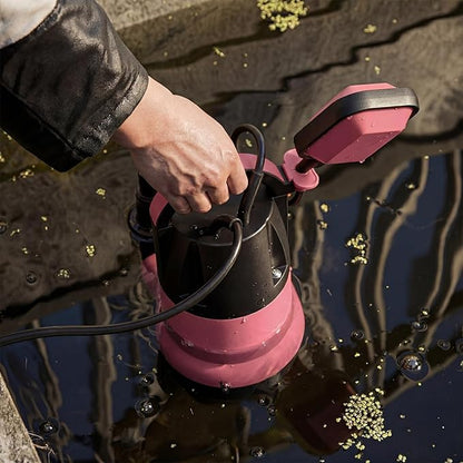 Sump Pump, Prostormer 1HP 3700GPH Submersible Clean/Dirty Water Pump with Automatic Float Switch for Pool (Pink)