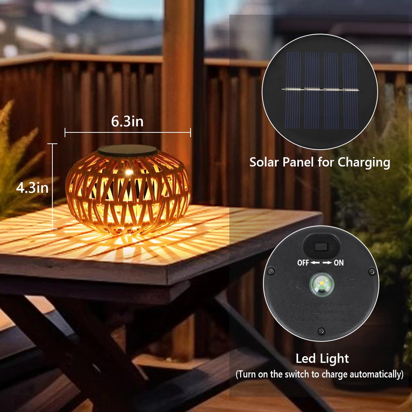 2 Pack Solar Lanterns Outdoor Waterproof, Outdoor Table Lamp Decor, Rattan Solar Lights Decorative, Small Tabletop Lantern Gifts for Mom, Grandma, Lantern Lights Outside for Garden, Yard, Steps