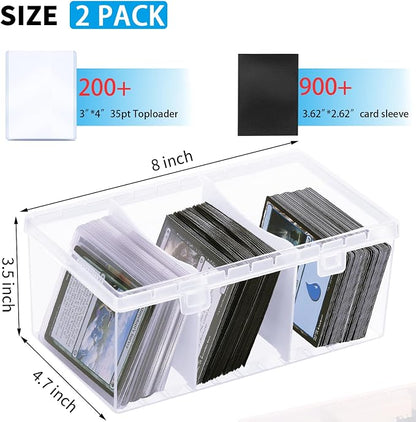 CDBXPRG Toploader Storage Box for 100 + 3" x 4" 35pt Rigid Card,Trading Card Storage Box with Dividers for 500+ Baseball Card Case,Playing Card Case for MTG, Sport Cards,Game Cards 2 PACK