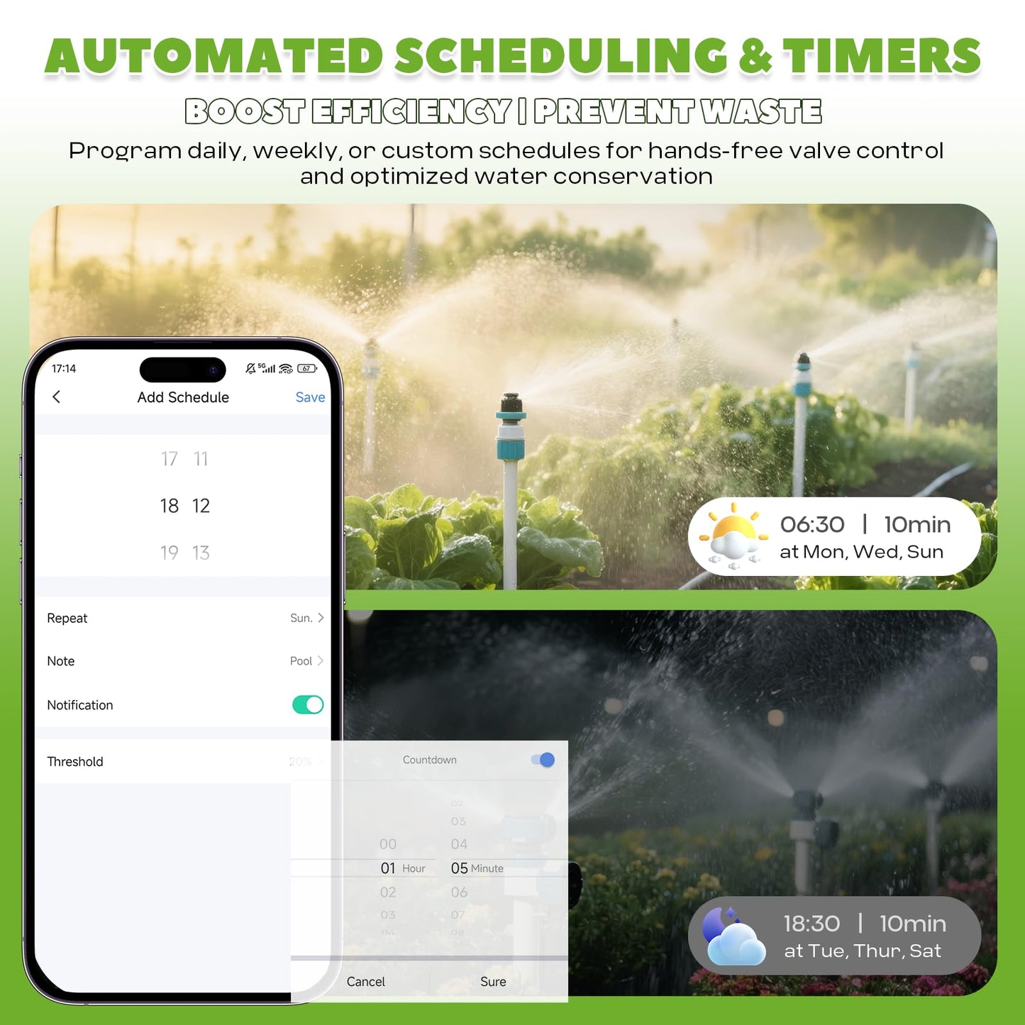 Luzrise Smart Motorized Ball Valve with Remote Control- Automatic Water Shut-Off, 0-100% Adjustable Flow, Programmable Timer, Real-Time Monitoring (Stainless Steel, DN15 (1/2''))