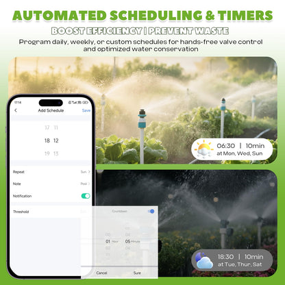 Luzrise Smart Motorized Ball Valve with Remote Control- Automatic Water Shut-Off, 0-100% Adjustable Flow, Programmable Timer, Real-Time Monitoring (Stainless Steel, DN15 (1/2''))