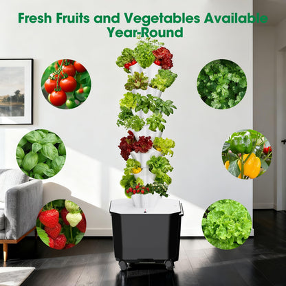 Vertical Hydroponic Tower,7Layer 35 Pods Tower Garden Growing System with 12V Water Pump& 24h Smart Timer,BPA-Free Modular Indoor/Outdoor for Hydroponic Gardening Lovers Planting Vegetables.45inch
